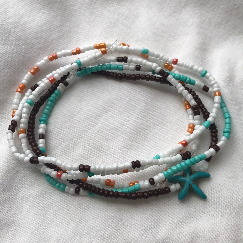 Beach loose bracelet set of 5 seed bead bracelets